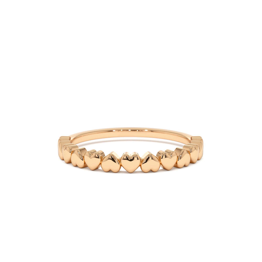 14k Dainty Heart Stacking Gold Ring - view 2