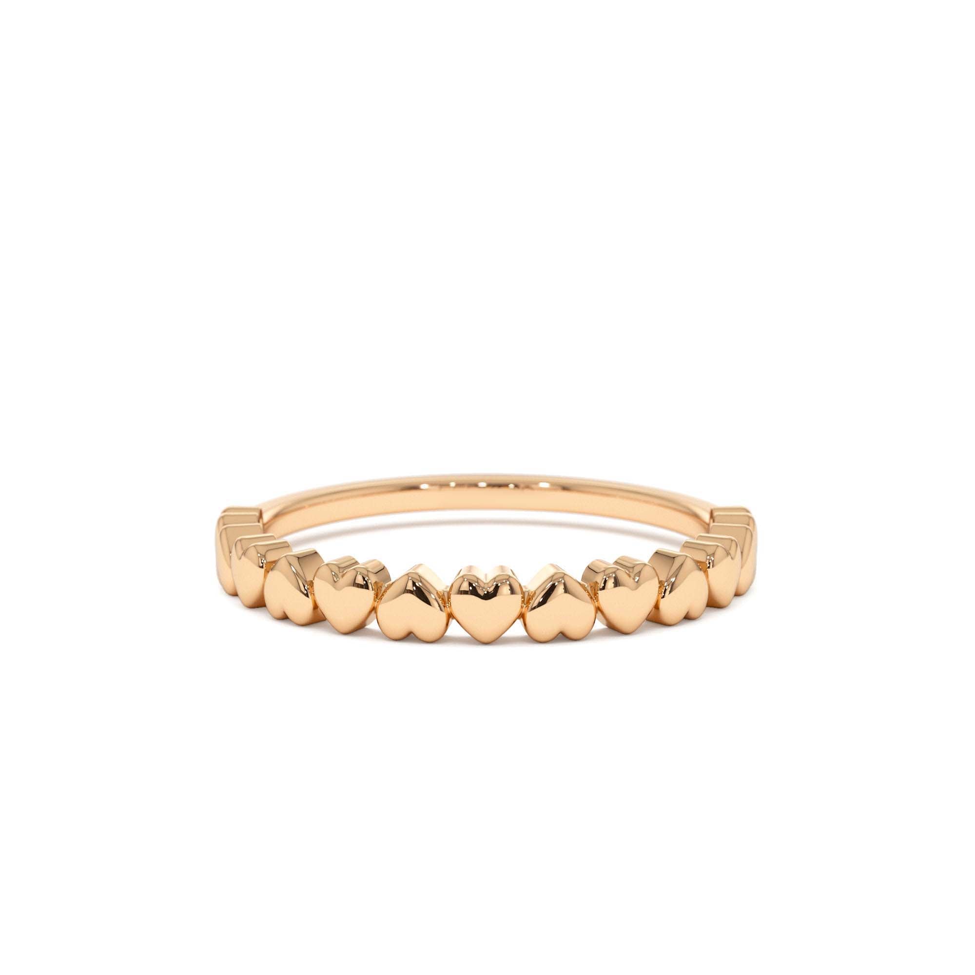 14k Dainty Heart Stacking Gold Ring - view 2