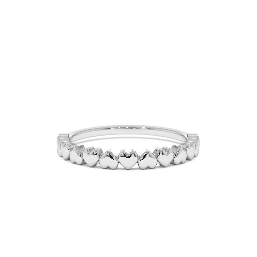 14k Dainty Heart Stacking Gold Ring - view 3