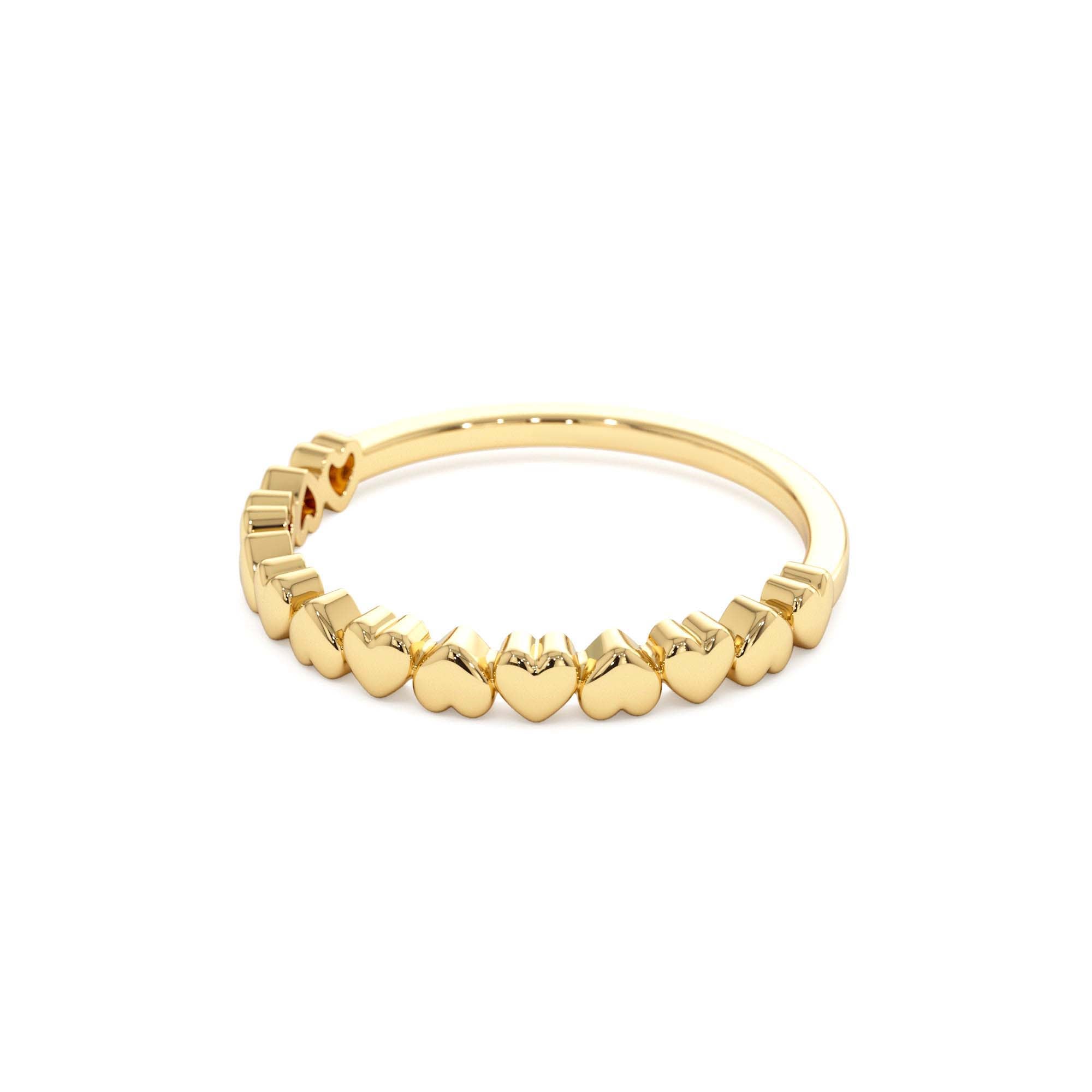 14k Dainty Heart Stacking Gold Ring - view 4