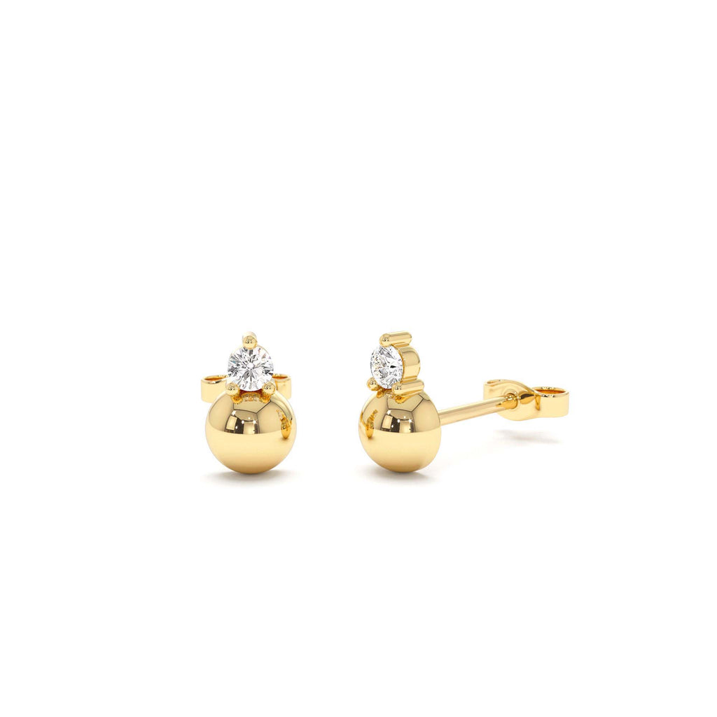 14K Gold Diamond Ball Studs by Orlina Fine