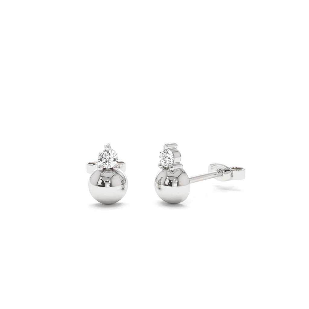 14K Gold Diamond Ball Studs - view 3