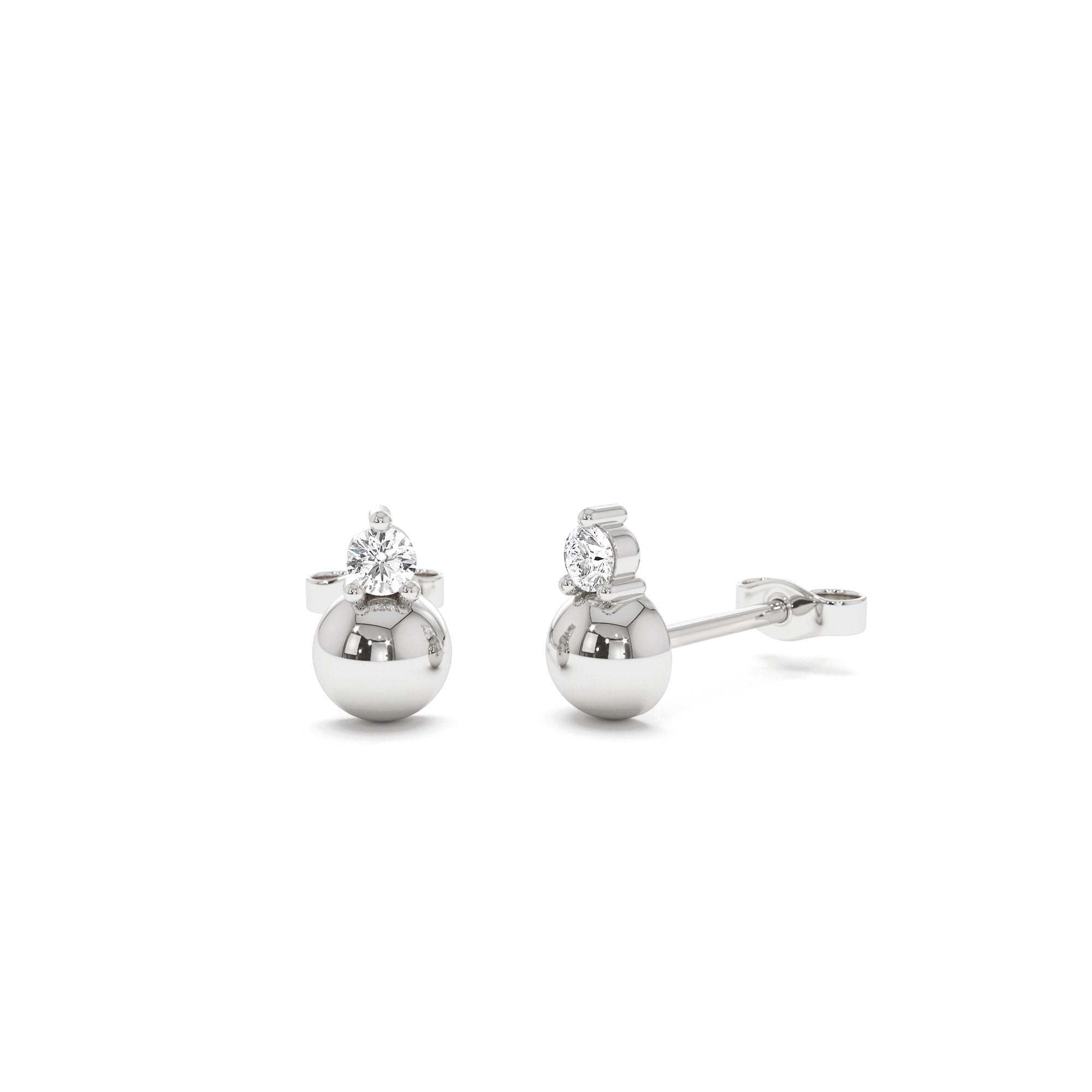 14K Gold Diamond Ball Studs - view 3