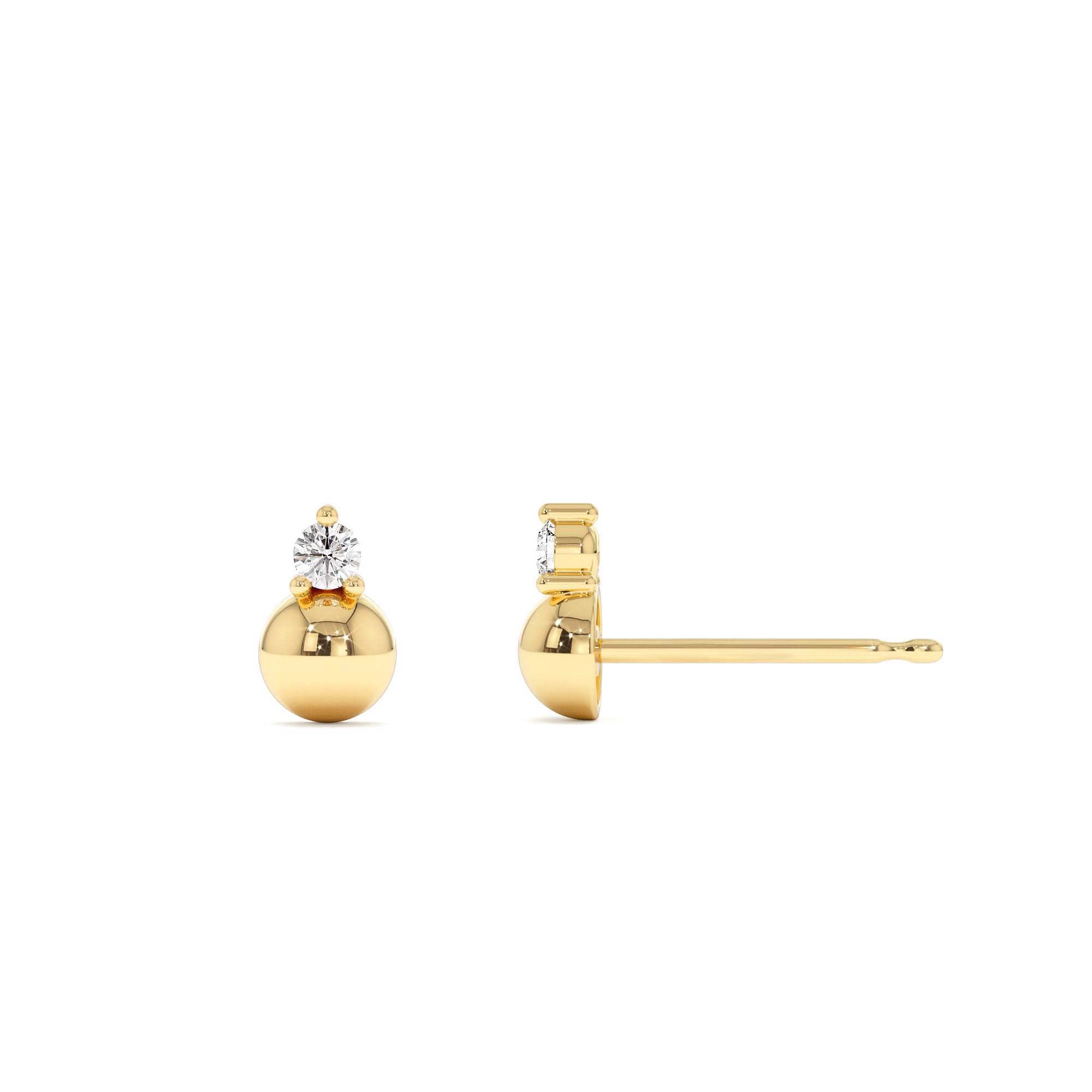 14K Gold Diamond Ball Studs - view 4
