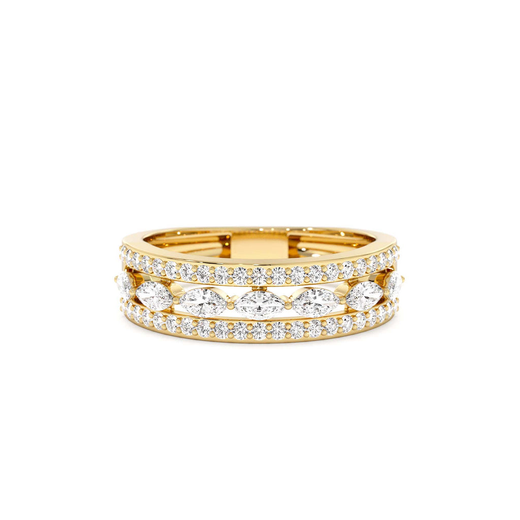 14K Multi-Band Marquise and Round Diamond Ring by Orlina Fine