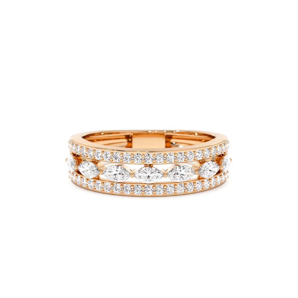 14K Multi-Band Marquise and Round Diamond Ring - view 2