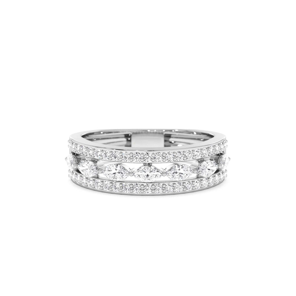 14K Multi-Band Marquise and Round Diamond Ring - view 3
