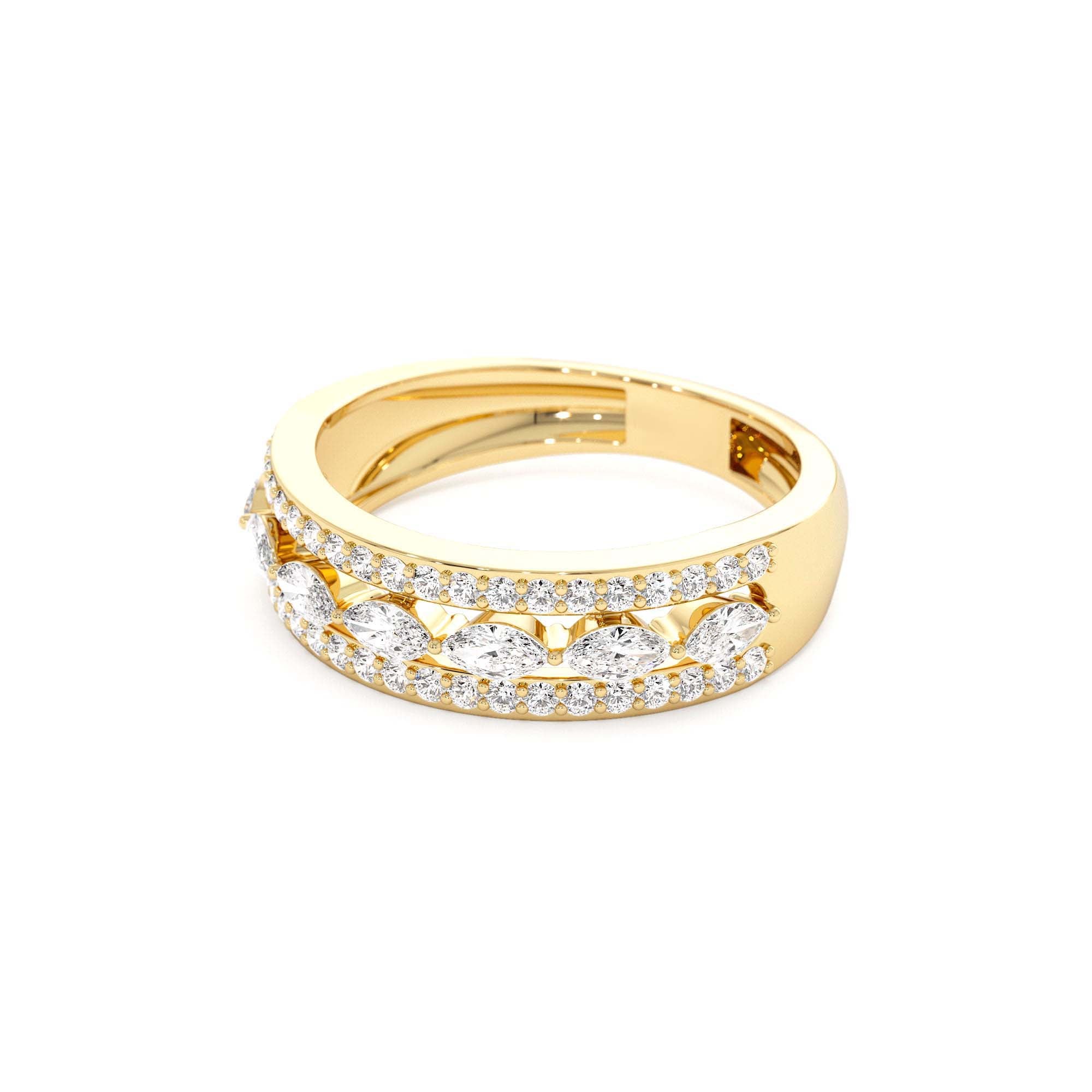 14K Multi-Band Marquise and Round Diamond Ring - view 4