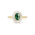 14k Baguette Diamond Ballerina Oval Emerald Ring by Orlina Fine