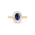 14k Baguette Diamond Ballerina Oval Sapphire Ring by Orlina Fine