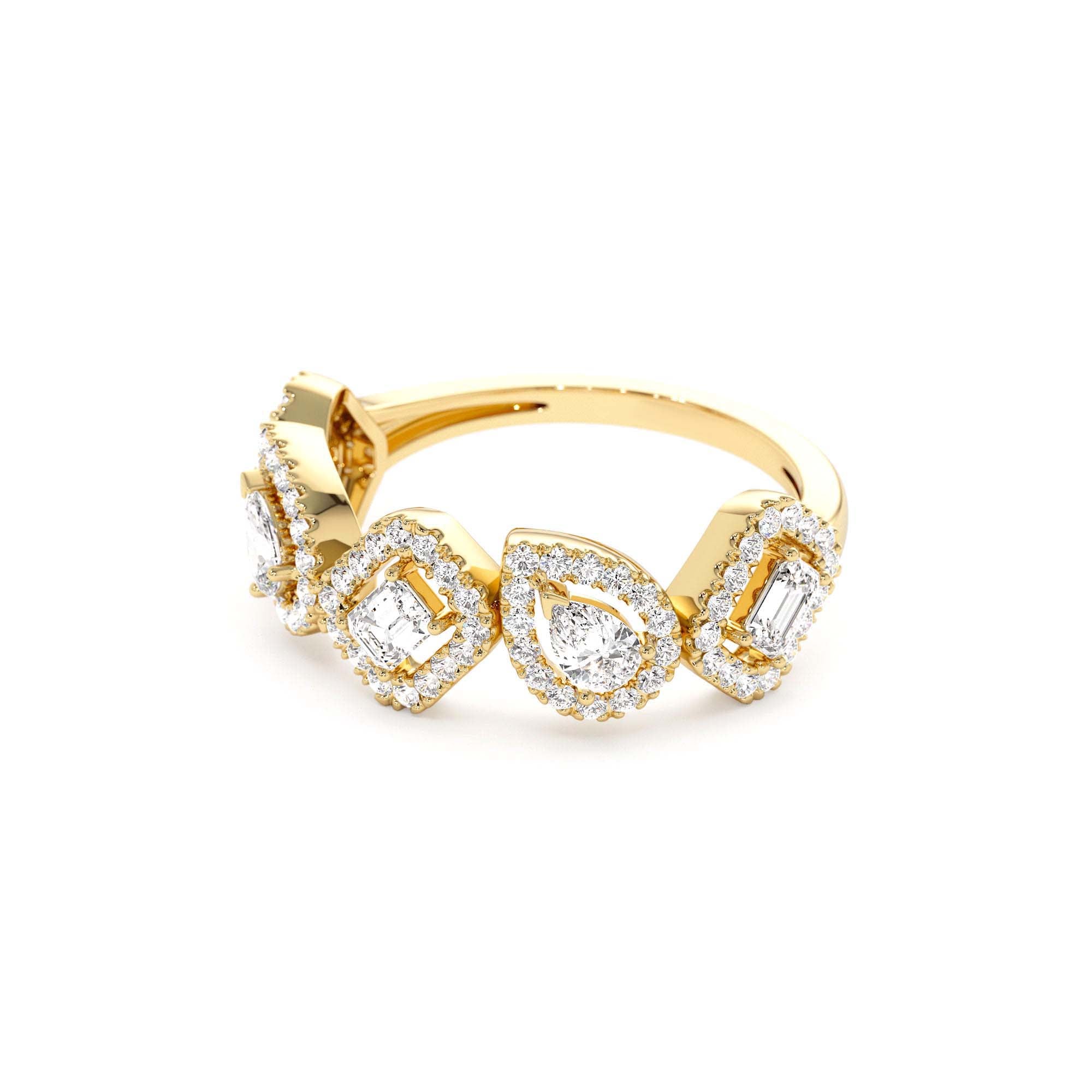 14K Gold Multi-Shaped Diamond Band - view 4