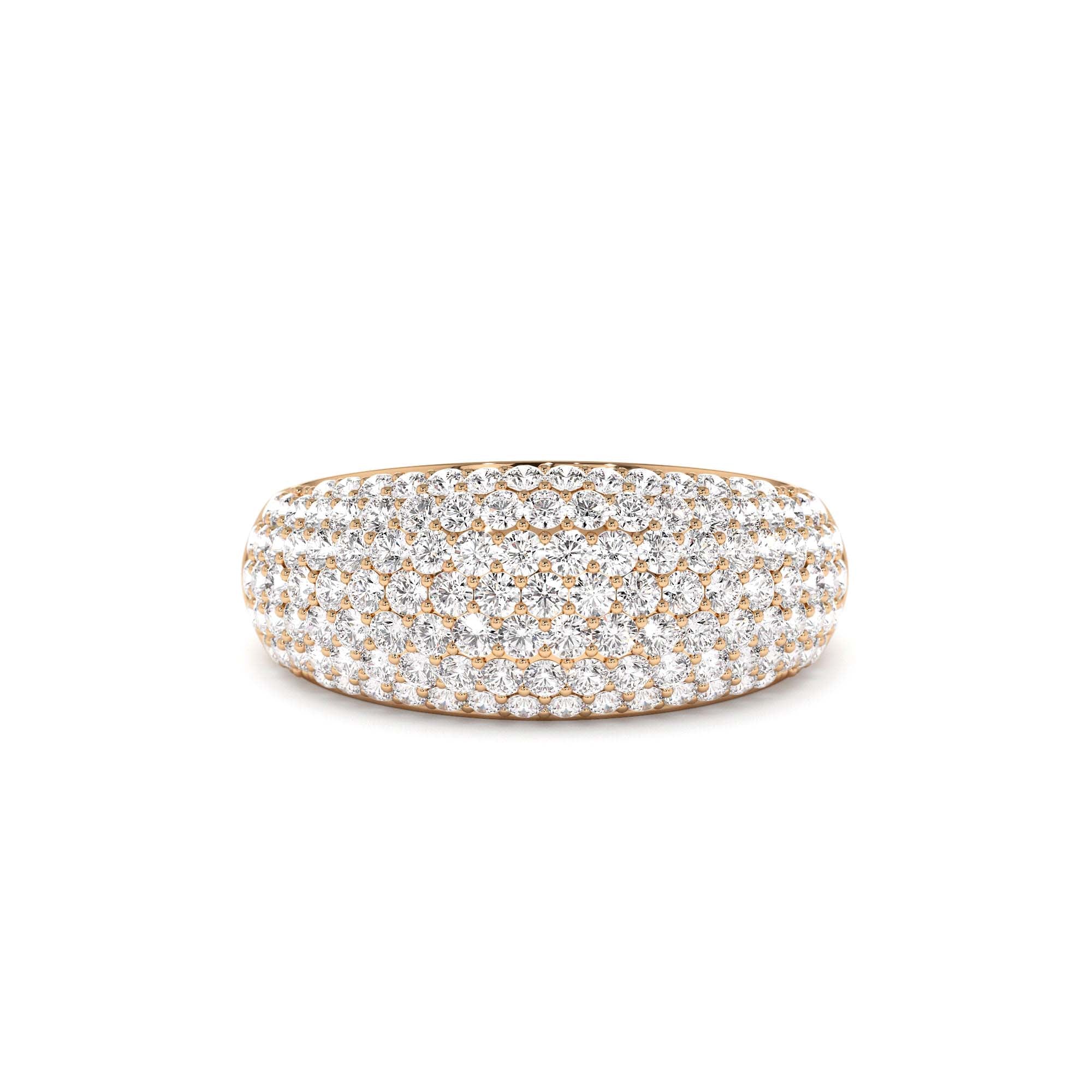 14k Chunky Dome Pave Setting Statement Diamond Ring - view 2