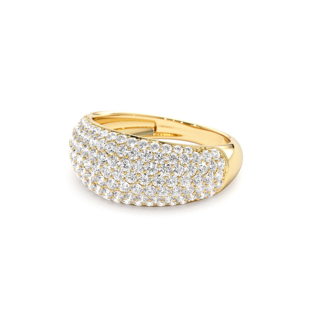 14k Chunky Dome Pave Setting Statement Diamond Ring - view 4