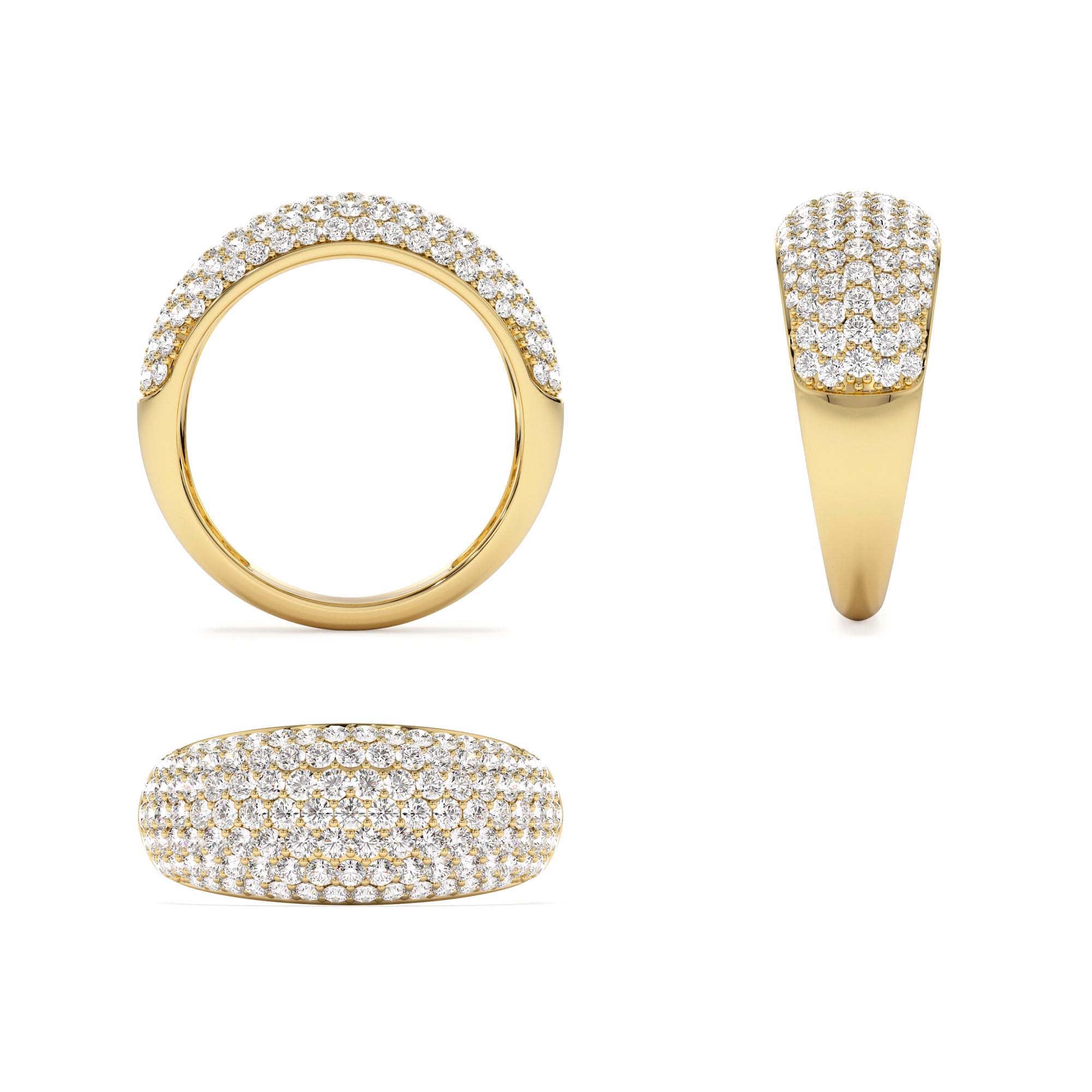 14k Chunky Dome Pave Setting Statement Diamond Ring - view 5