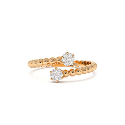 14k Beaded Open Bypass Diamond Illusion Ring - view 2