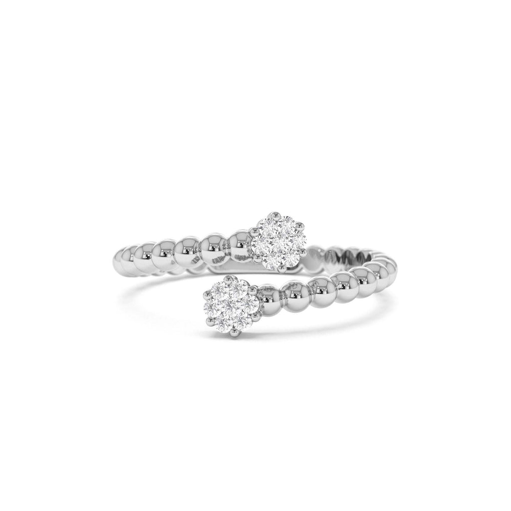 14k Beaded Open Bypass Diamond Illusion Ring - view 3