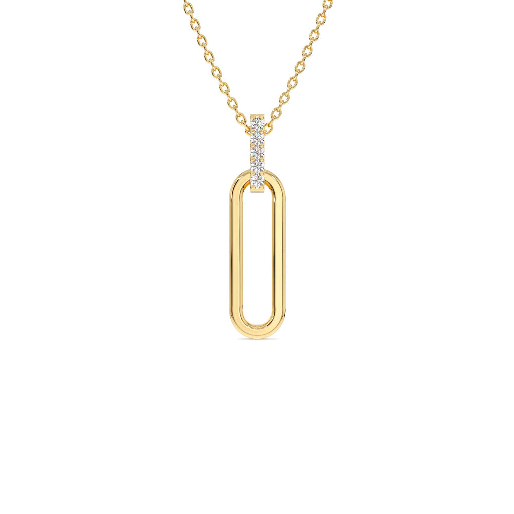 14k Gold Paper Clip Link Pendant Necklace by Orlina Fine