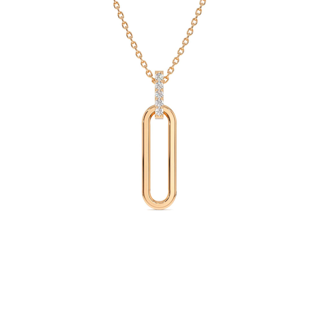 14k Gold Paper Clip Link Pendant Necklace - view 2