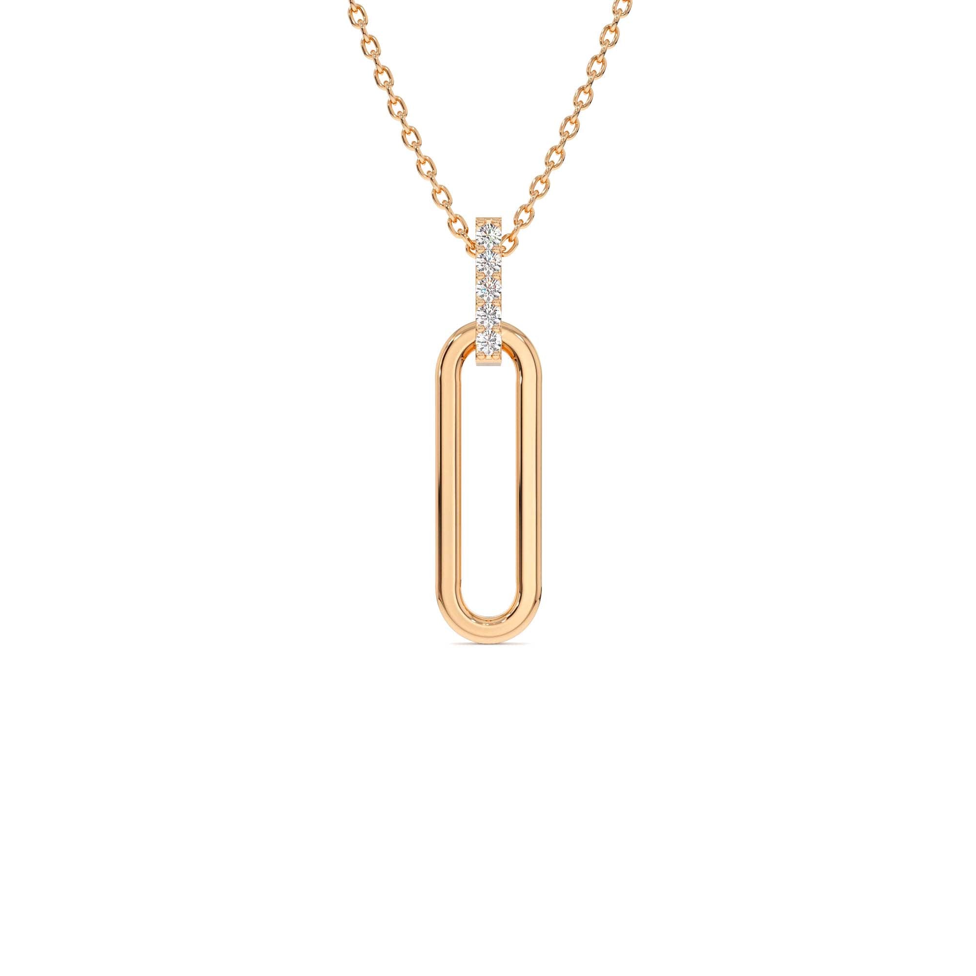 14k Gold Paper Clip Link Pendant Necklace - view 2