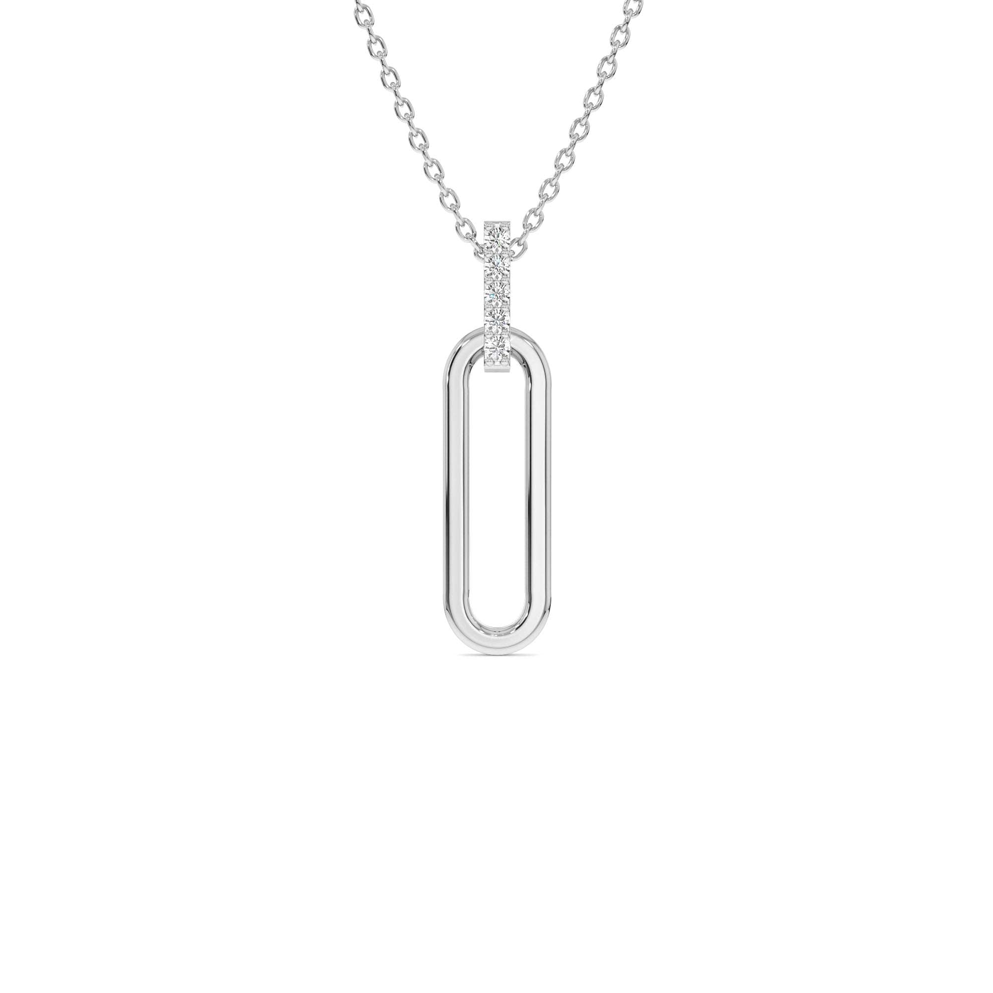 14k Gold Paper Clip Link Pendant Necklace - view 3