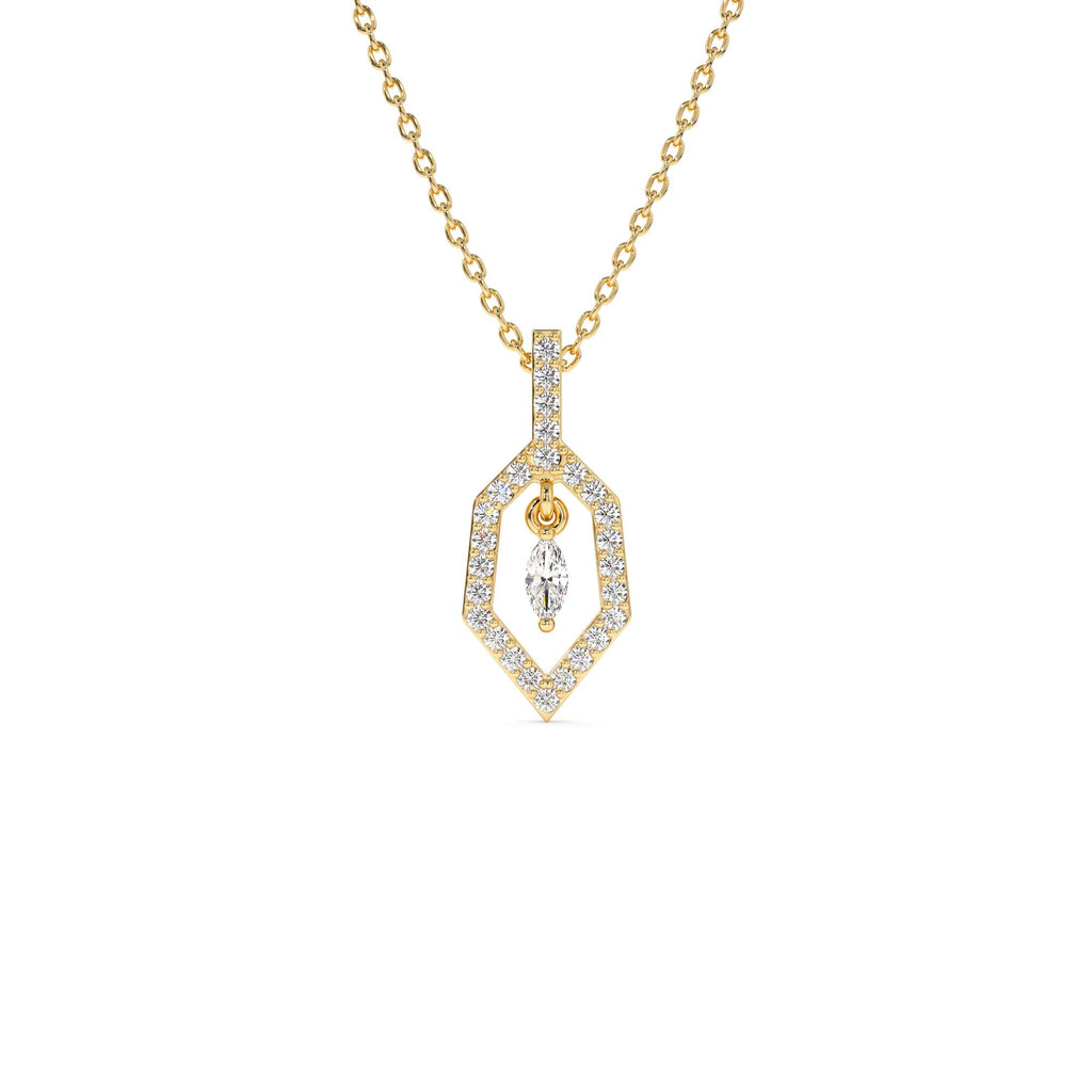 14k Marquise Shape Dangle Diamond Necklace by Orlina Fine