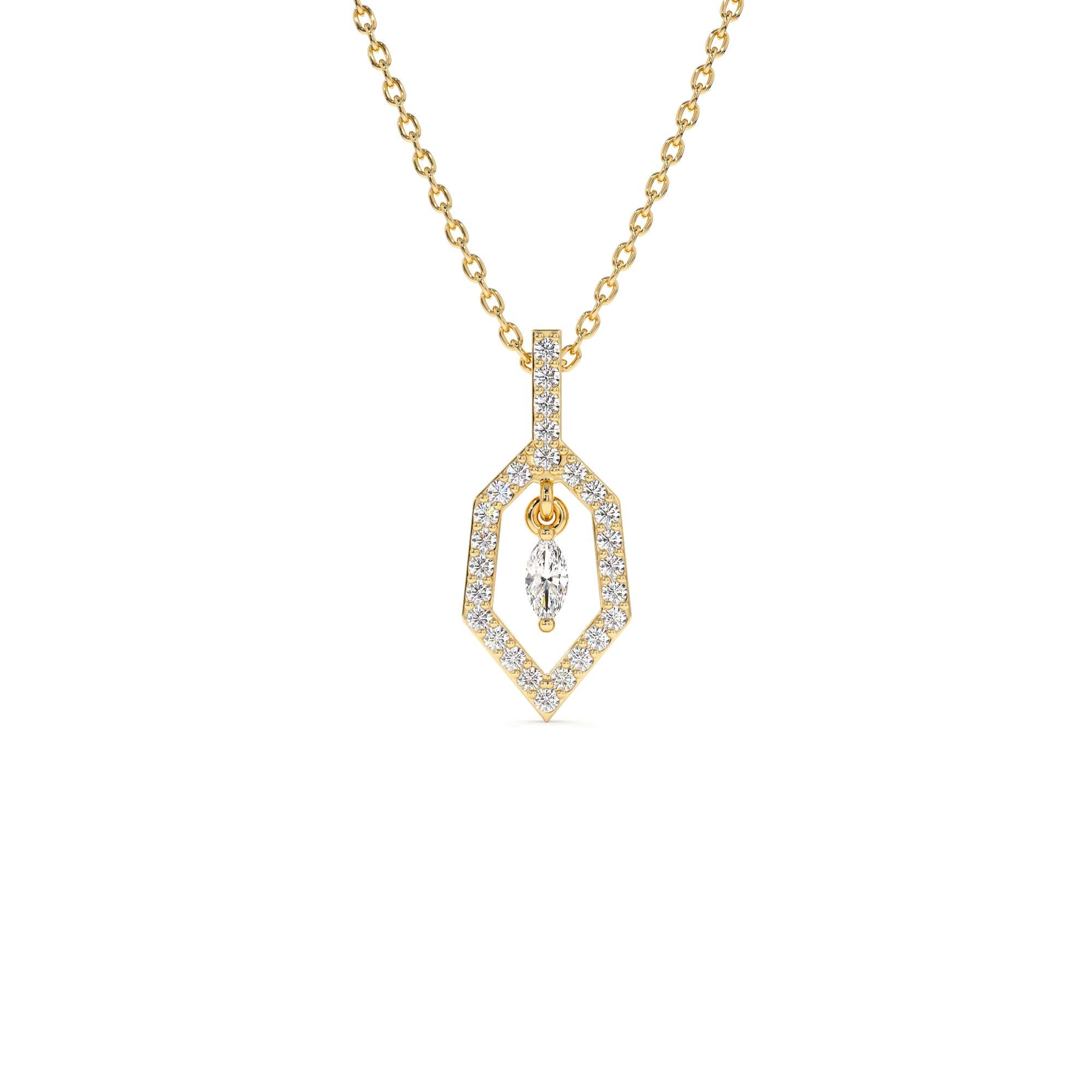 14k Marquise Shape Dangle Diamond Necklace by Orlina Fine