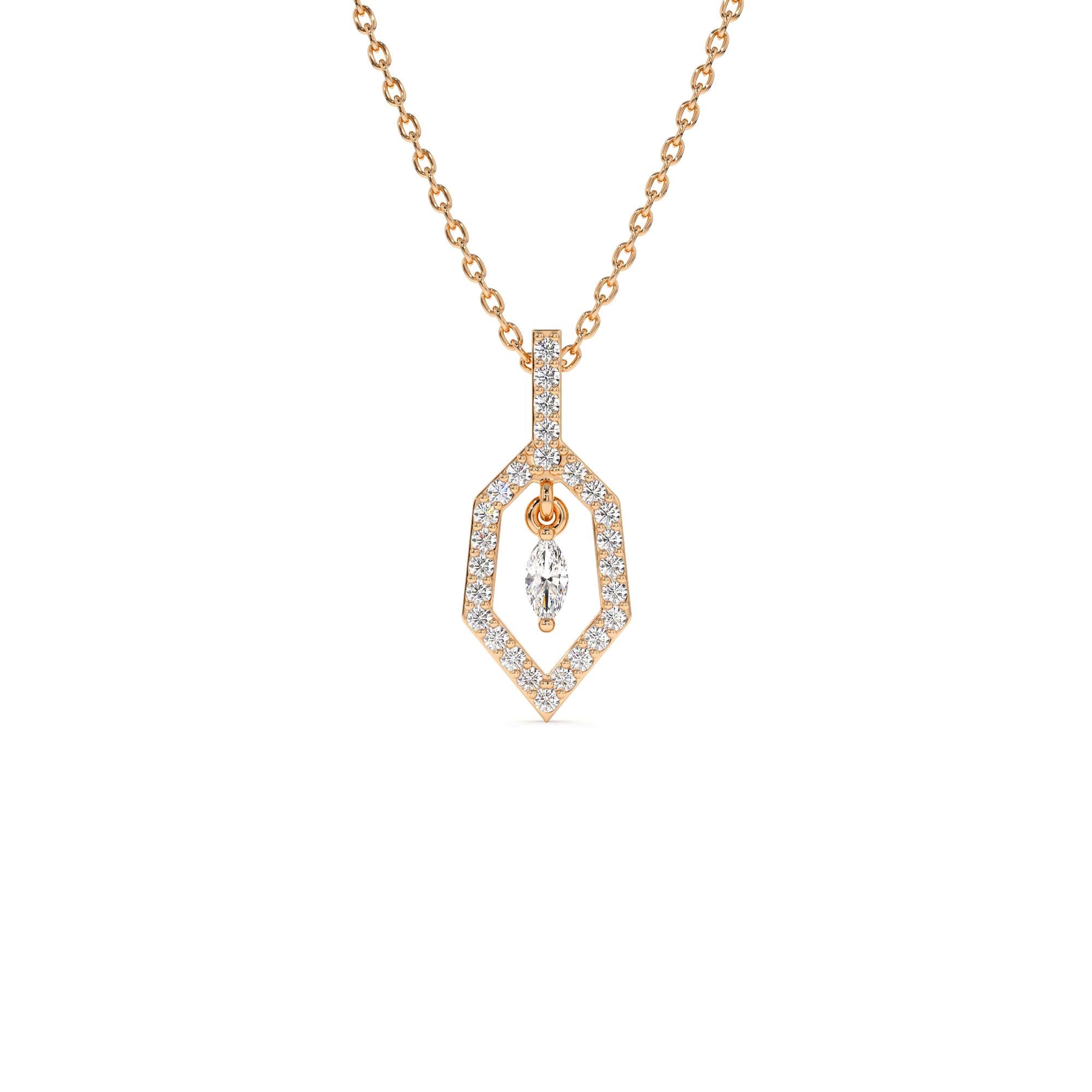 14k Marquise Shape Dangle Diamond Necklace - view 2