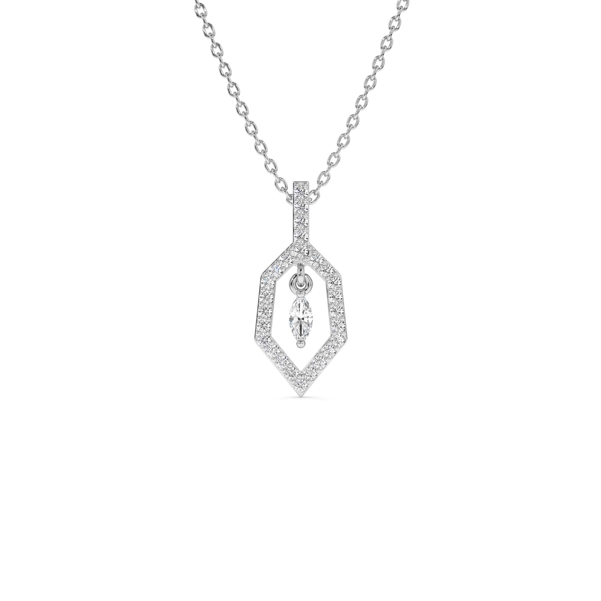 14k Marquise Shape Dangle Diamond Necklace - view 3