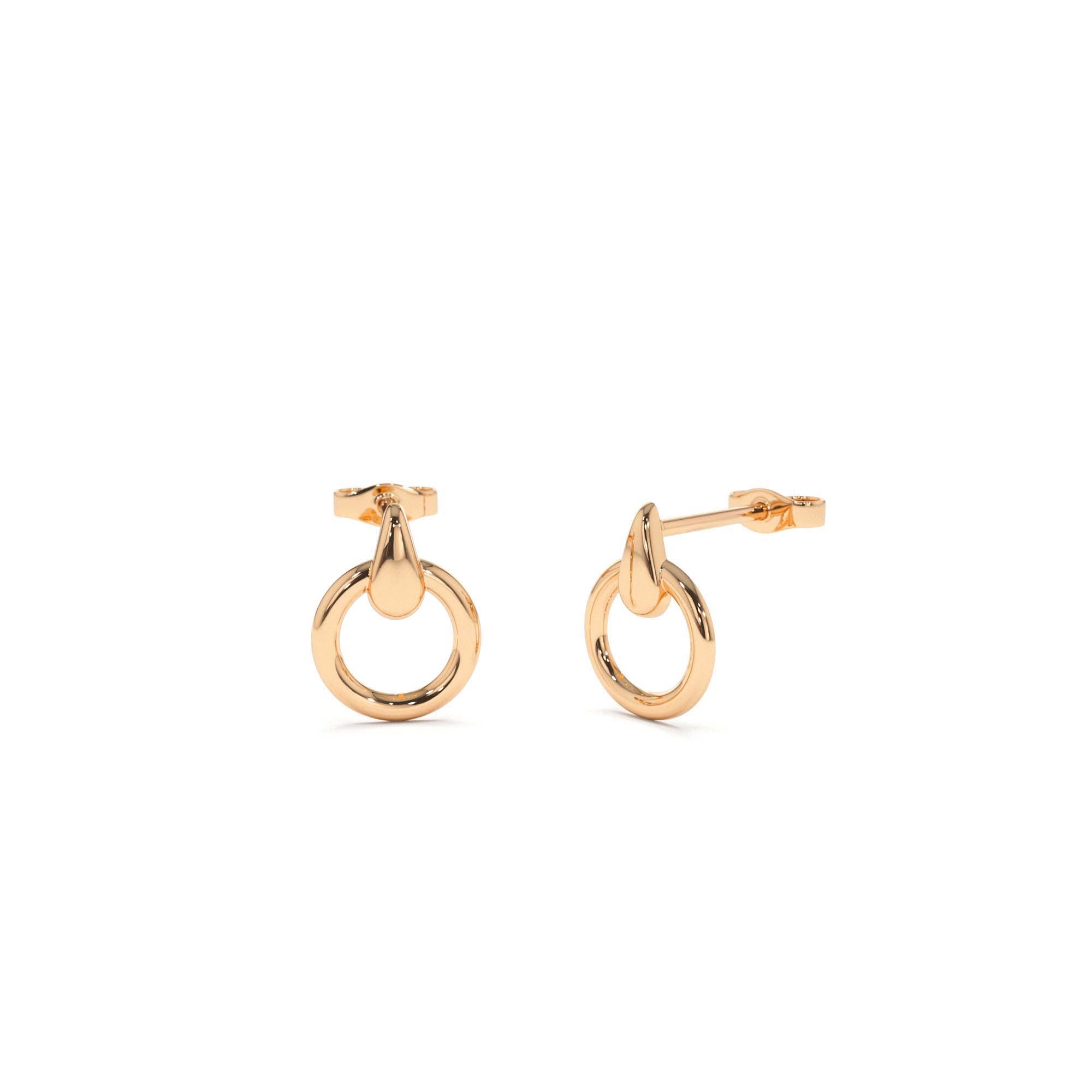 14K Dainty Circle Drop Earrings - view 2
