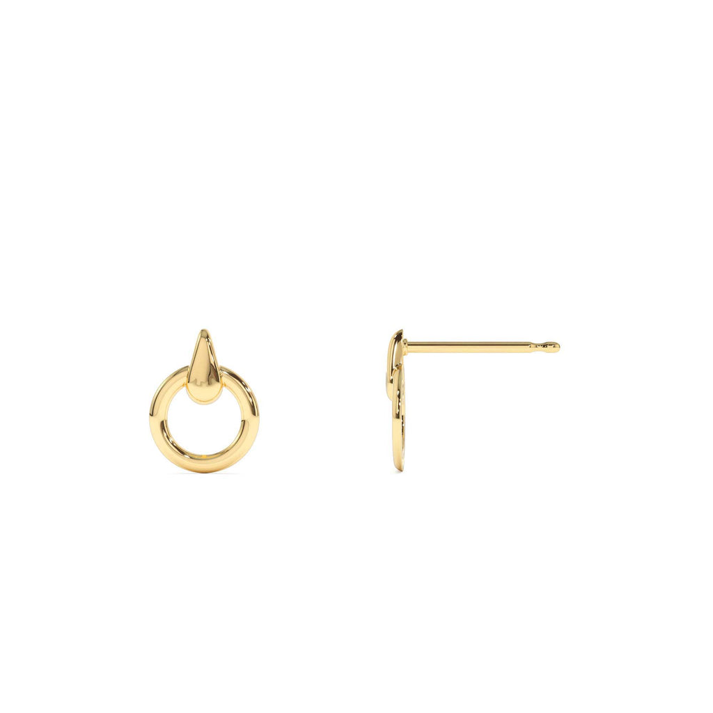 14K Dainty Circle Drop Earrings - view 4