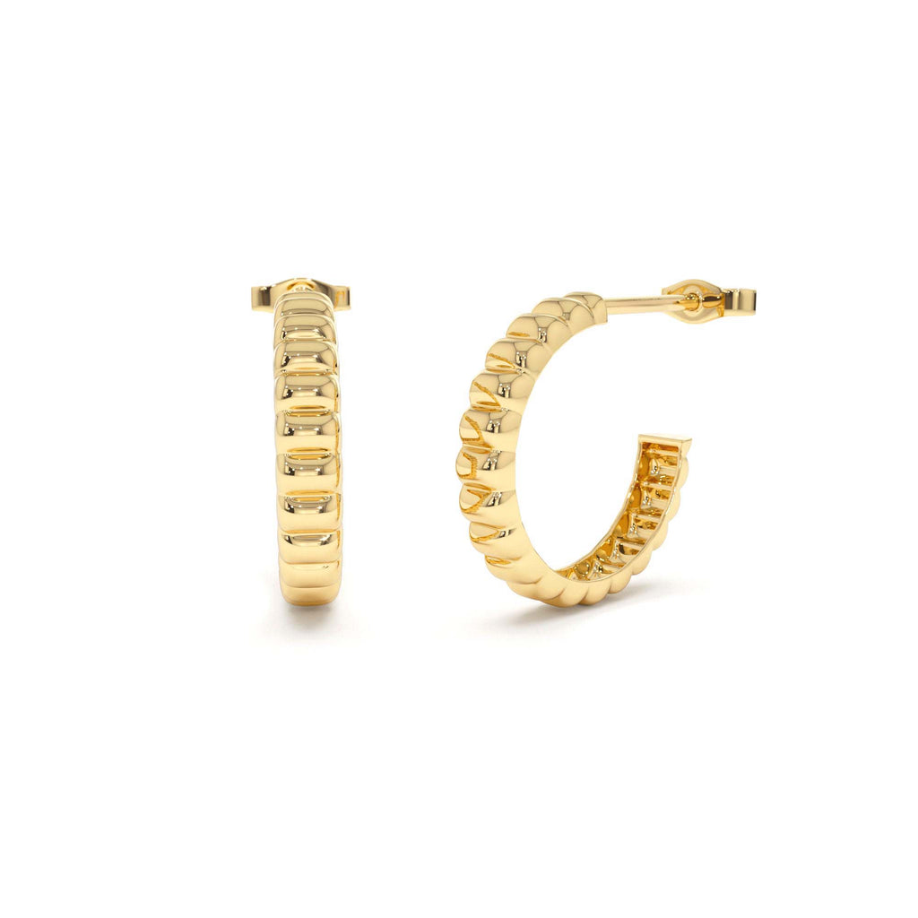 14k Gold Bubble C Hoop Earrings by Orlina Fine