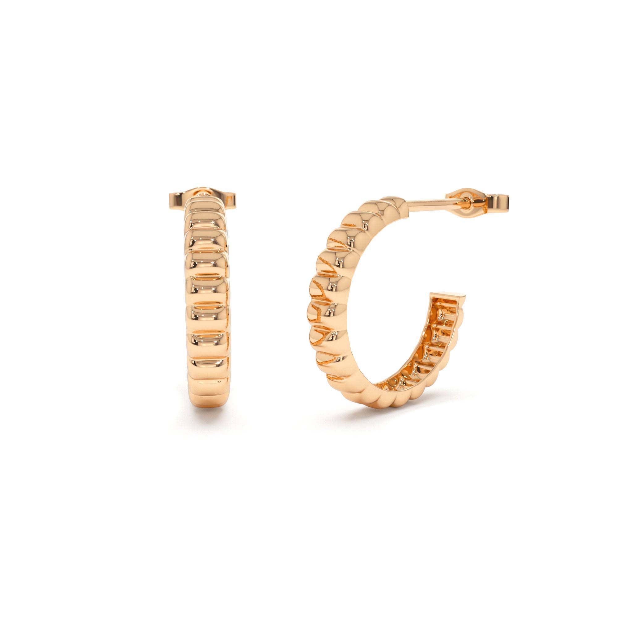 14k Gold Bubble C Hoop Earrings - view 2