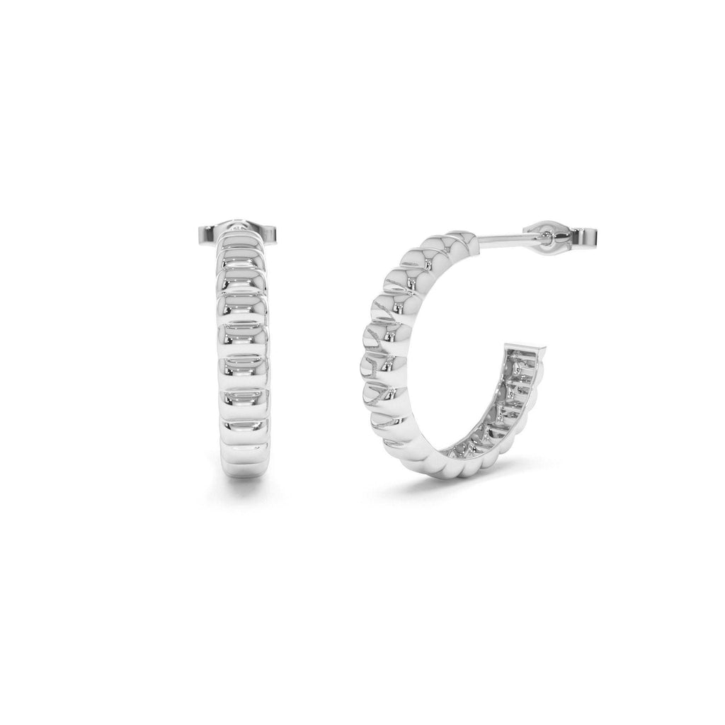 14k Gold Bubble C Hoop Earrings - view 3