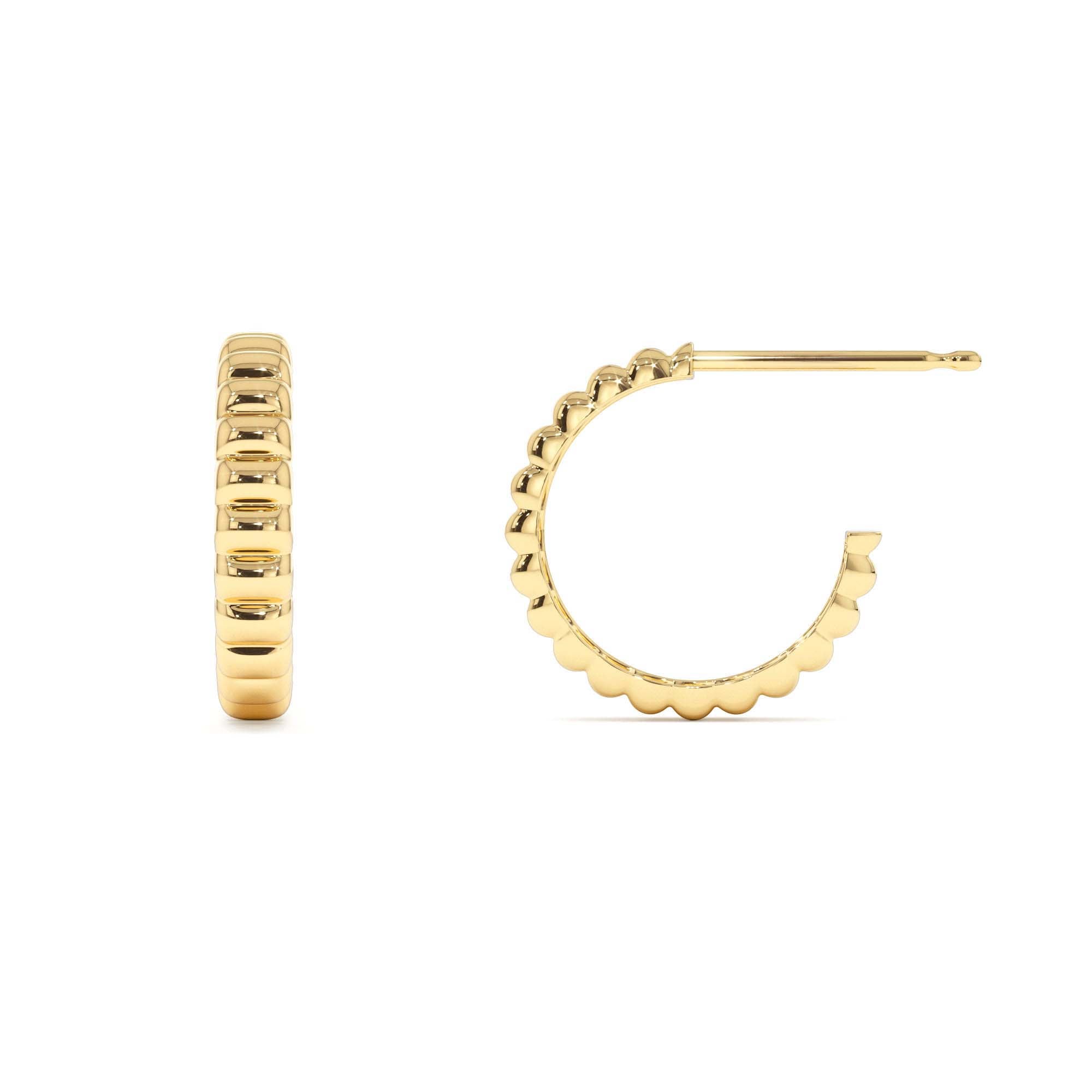 14k Gold Bubble C Hoop Earrings - view 4