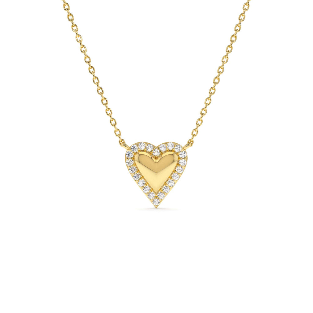 14K Diamond Puffed Heart Love Necklace by Orlina Fine