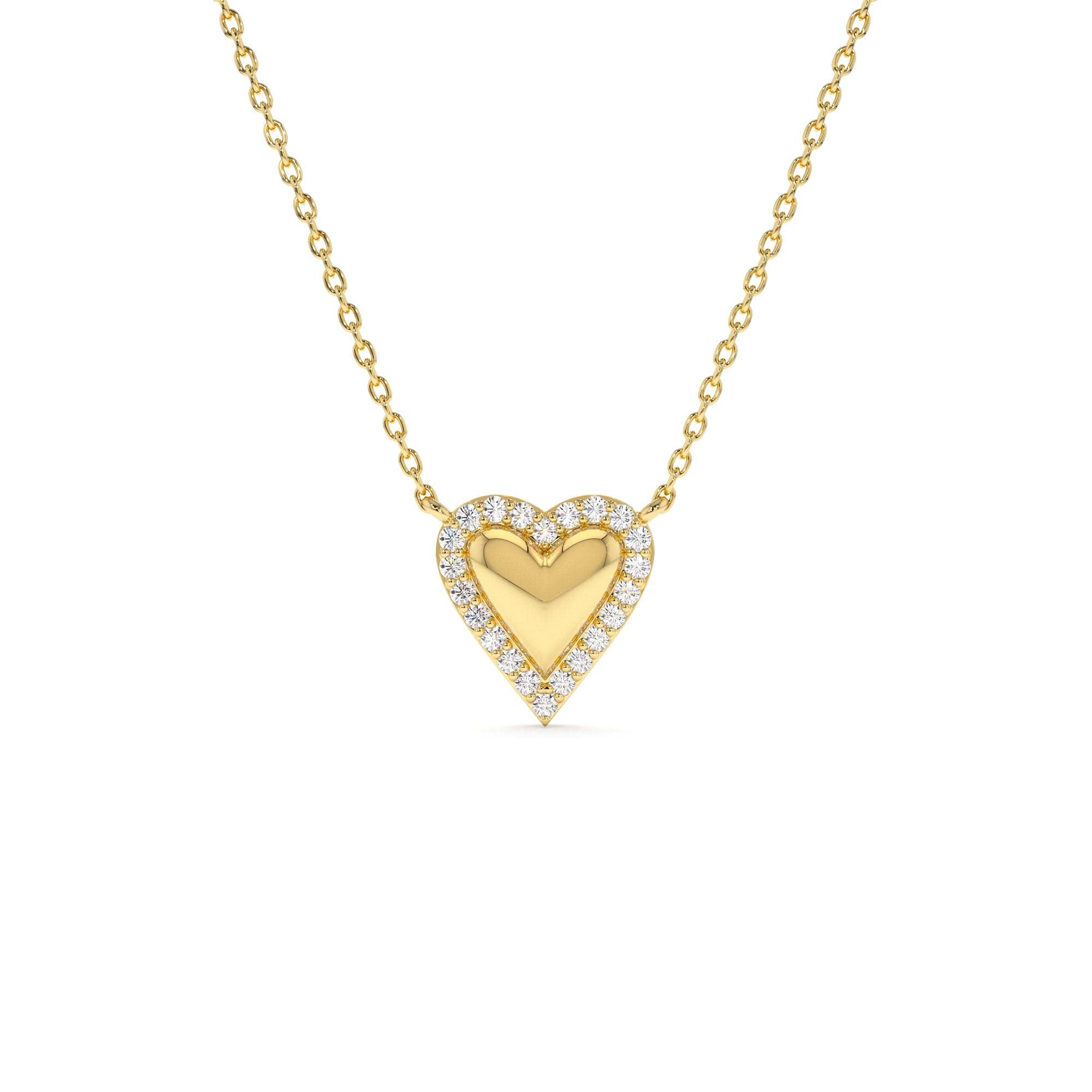 14K Diamond Puffed Heart Love Necklace by Orlina Fine