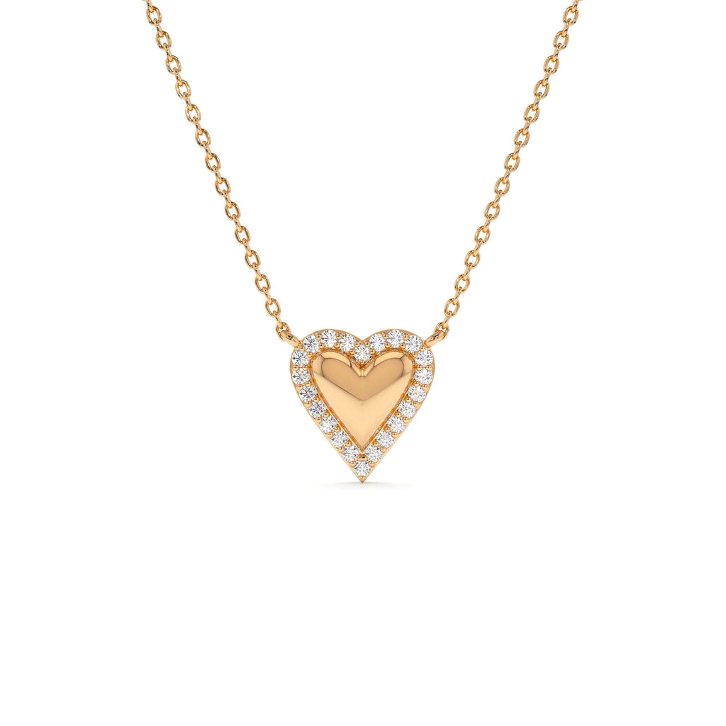 14K Diamond Puffed Heart Love Necklace - view 2