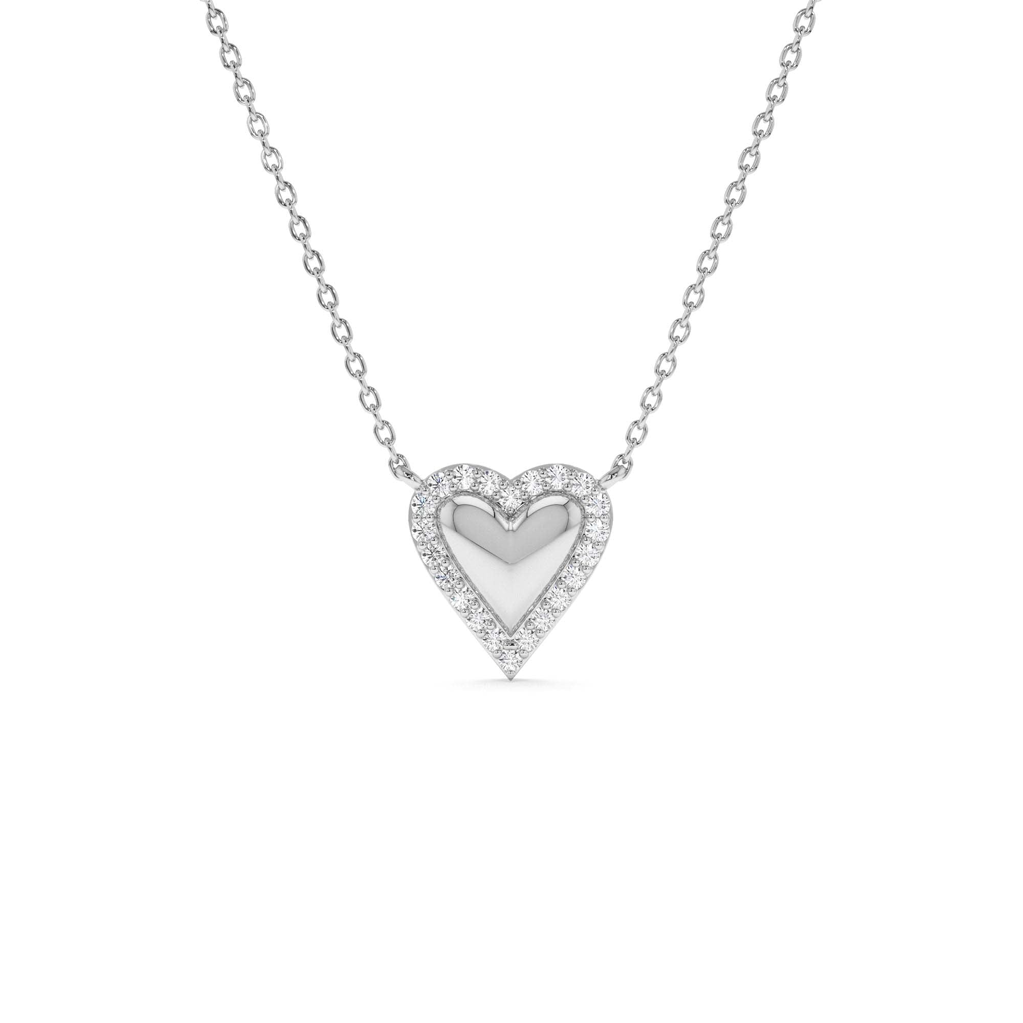14K Diamond Puffed Heart Love Necklace - view 3