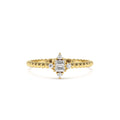 14k Beaded Baguette and Round Diamond Stacking Ring by Orlina Fine