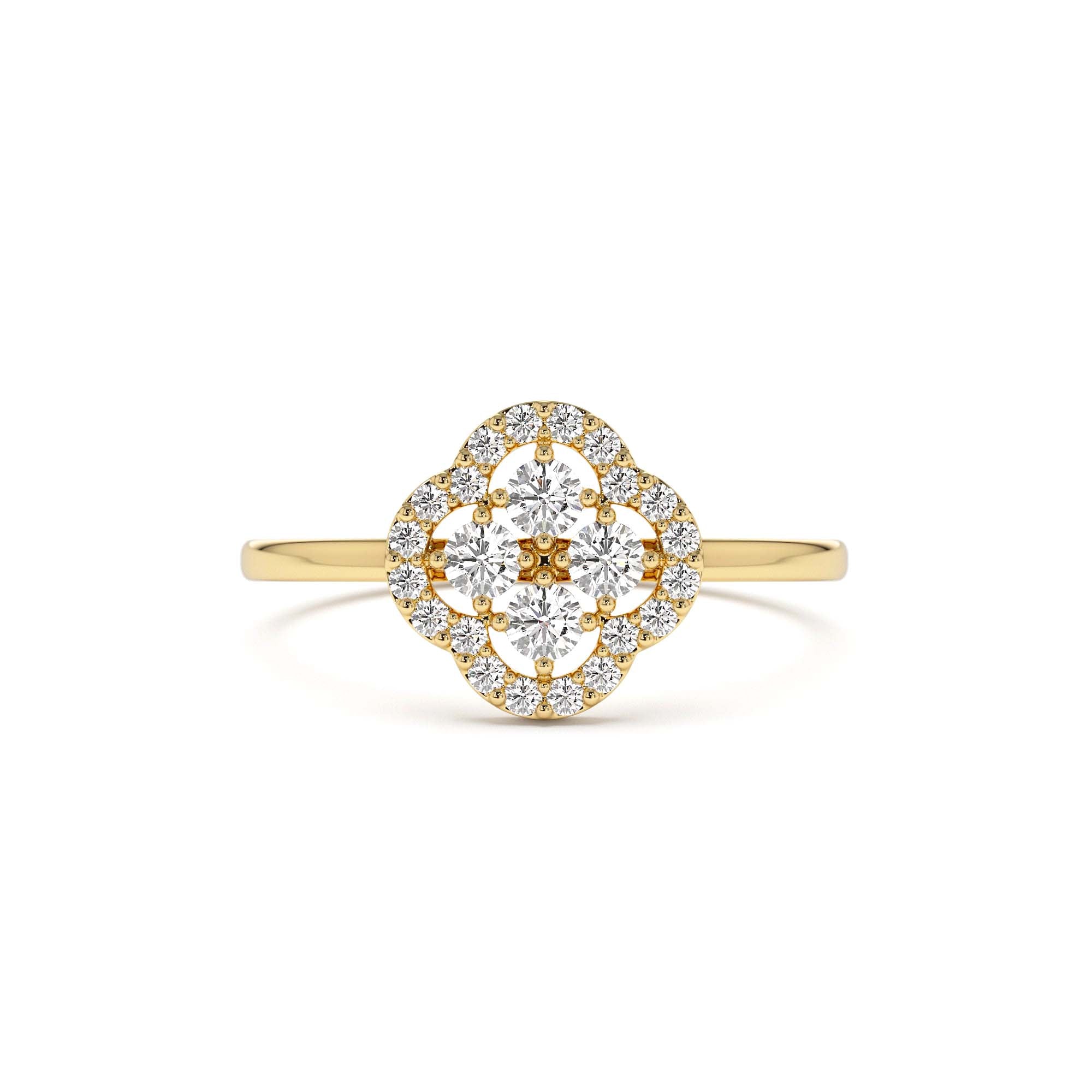 14k Clover Diamond Cluster Ring by Orlina Fine