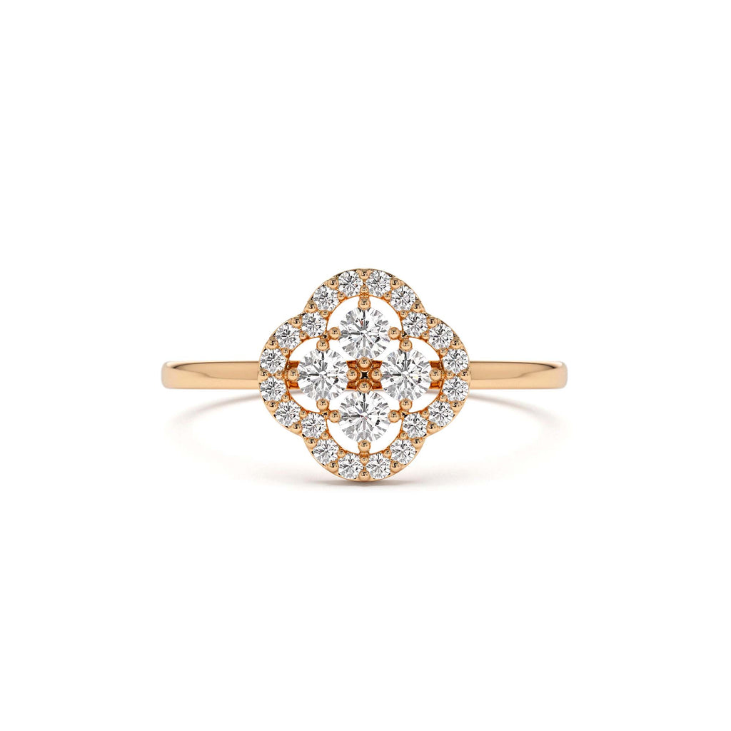 14k Clover Diamond Cluster Ring - view 2