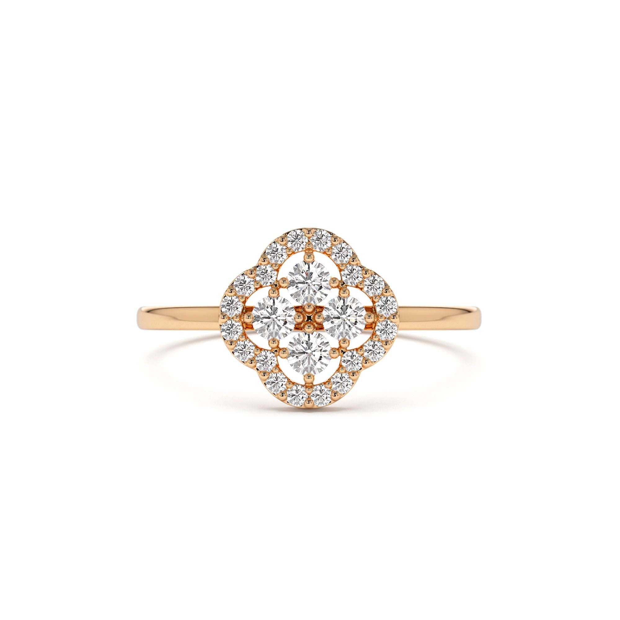 14k Clover Diamond Cluster Ring - view 2