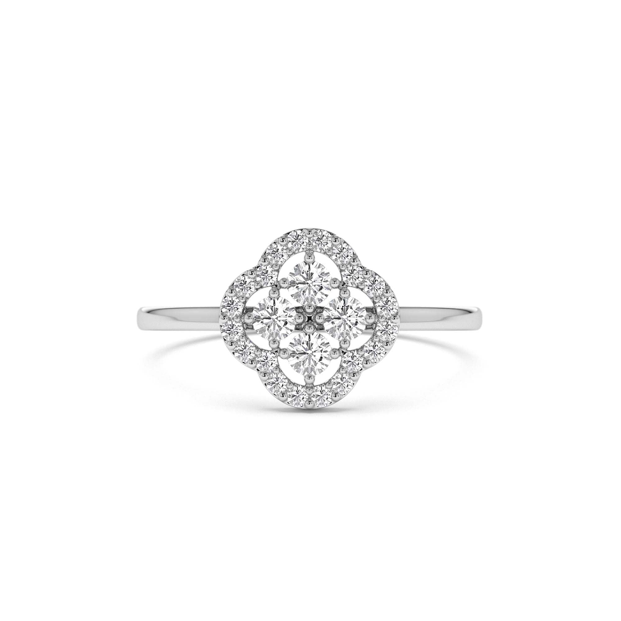 14k Clover Diamond Cluster Ring - view 3