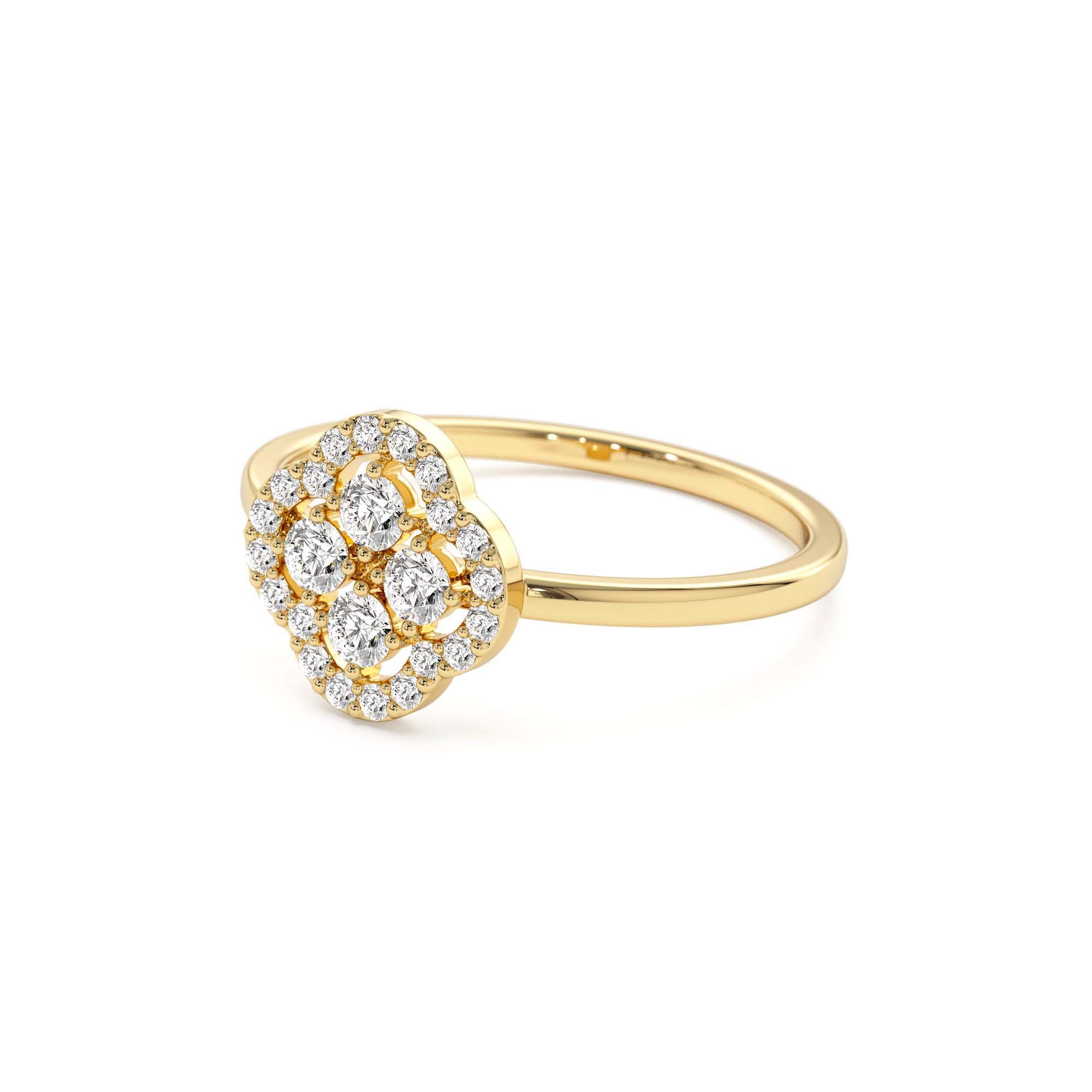 14k Clover Diamond Cluster Ring - view 4