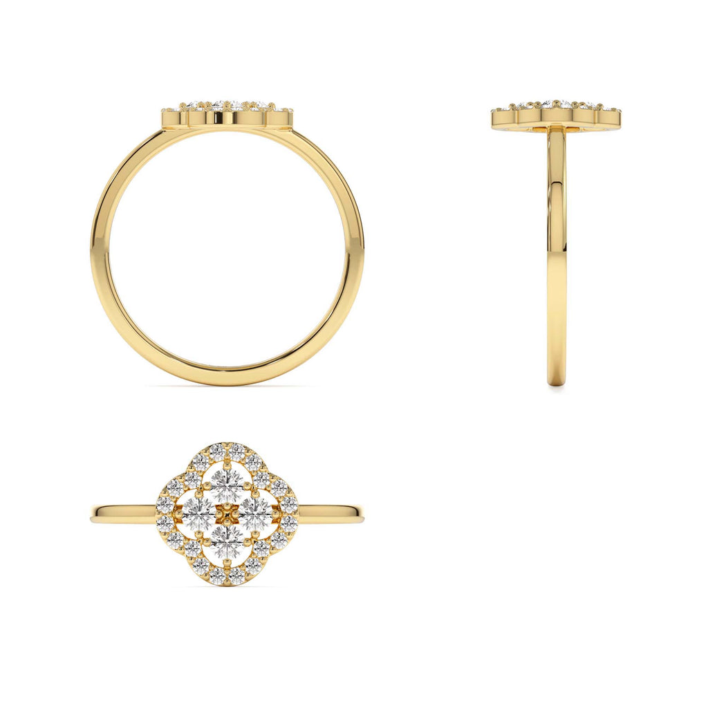 14k Clover Diamond Cluster Ring - view 5
