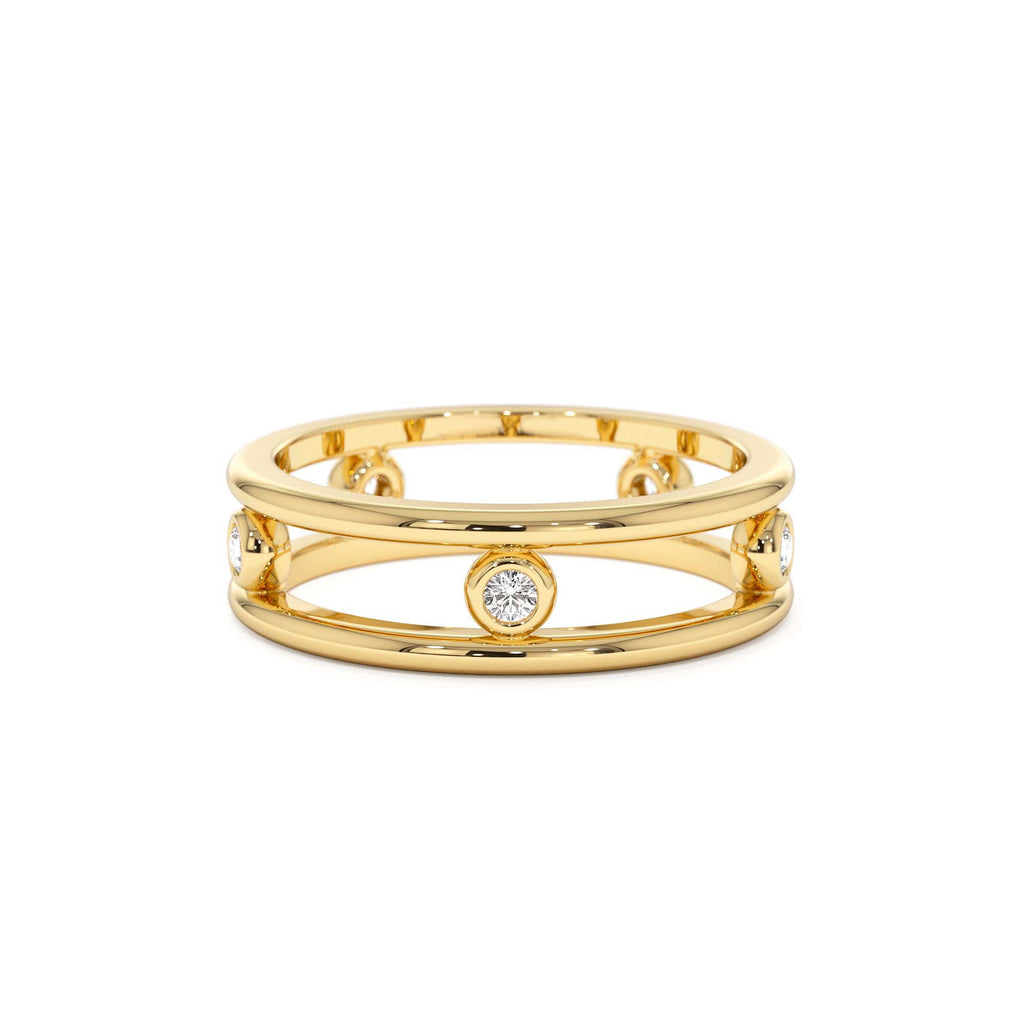14k Natural Diamond Bezel Setting Double Band Ring by Orlina Fine