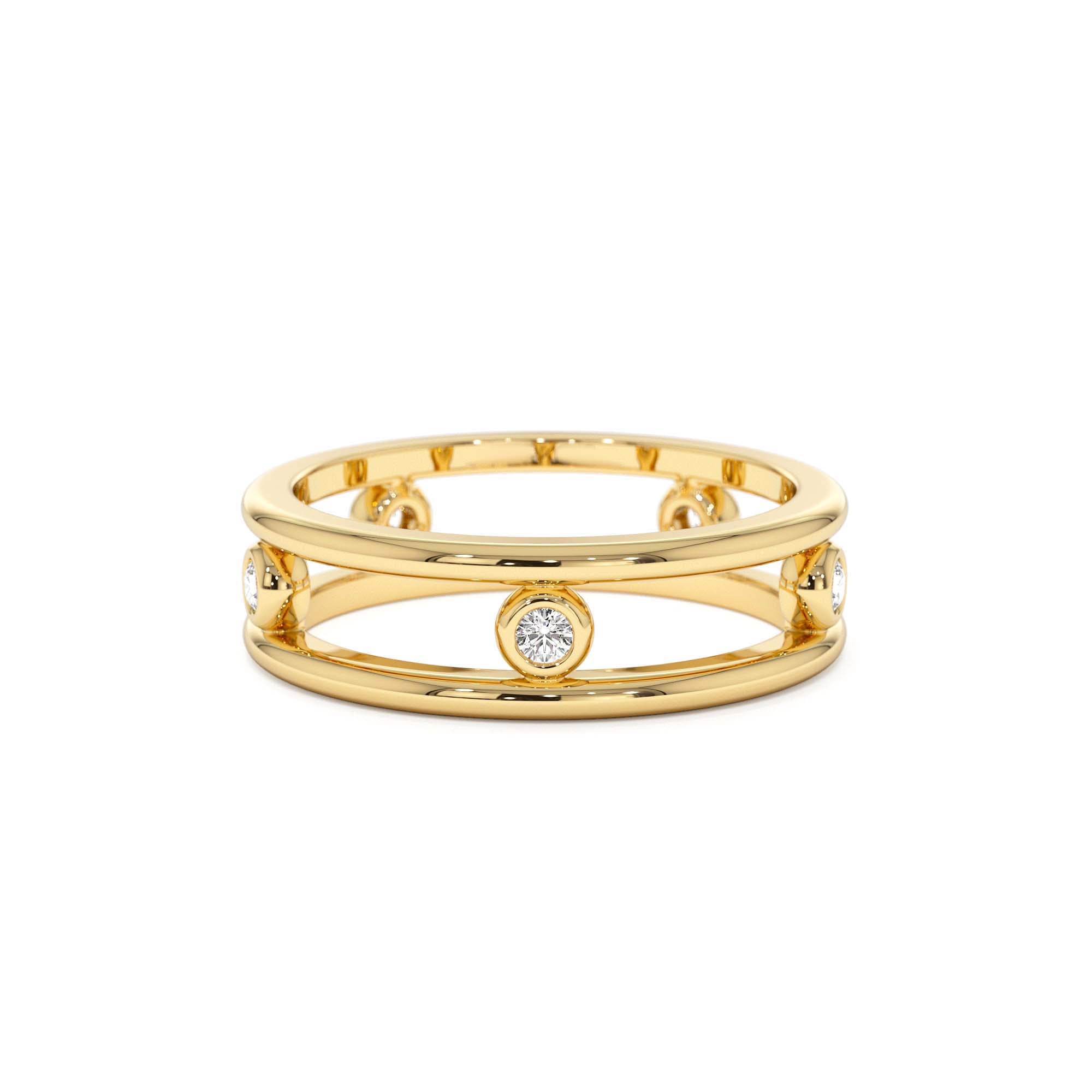 14k Natural Diamond Bezel Setting Double Band Ring by Orlina Fine