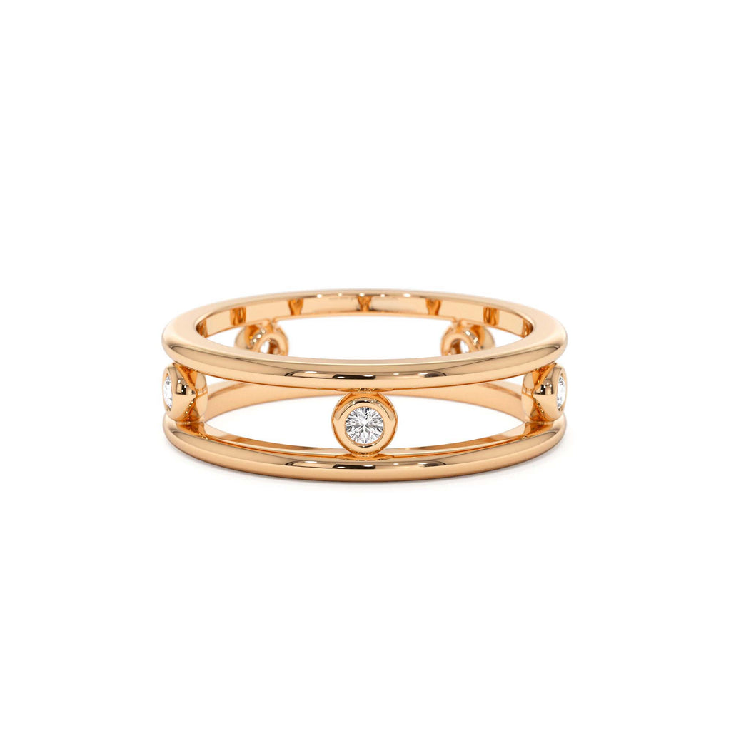 14k Natural Diamond Bezel Setting Double Band Ring - view 2