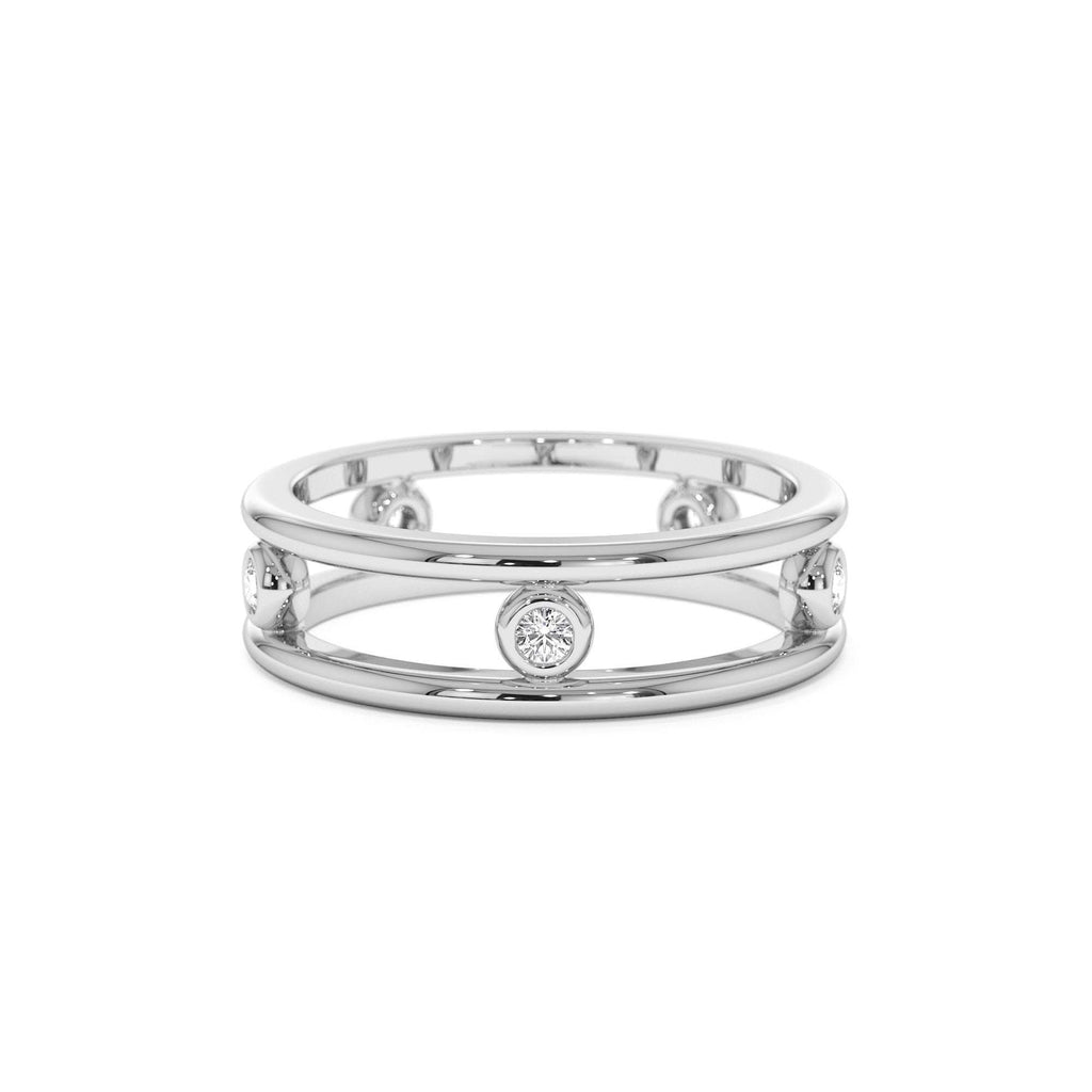 14k Natural Diamond Bezel Setting Double Band Ring - view 3
