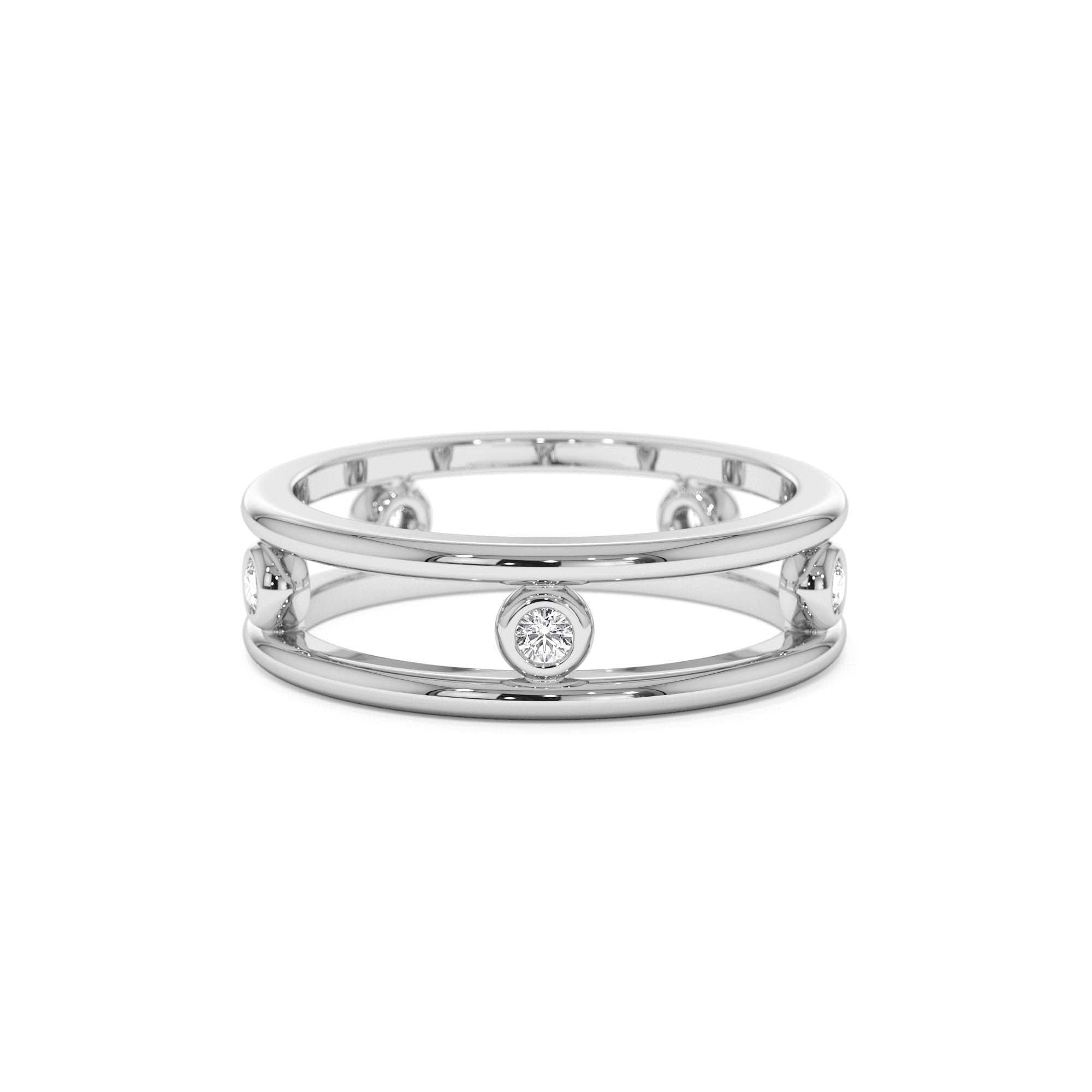 14k Natural Diamond Bezel Setting Double Band Ring - view 3